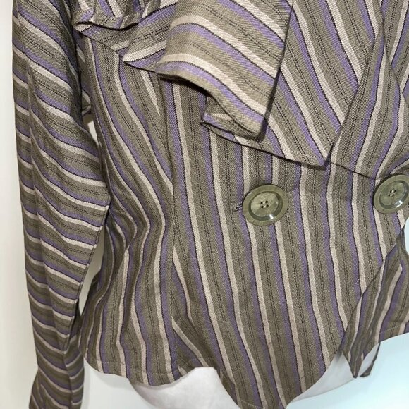 Womens Jacket Size Medium M Vintage Dolman Sleeve Weight Double Button Ruffle - Picture 11 of 14